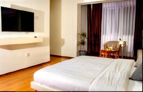 Ένα ή περισσότερα κρεβάτια σε δωμάτιο στο Mountain View Hotel