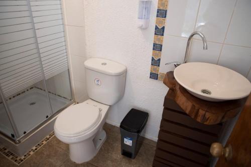 a bathroom with a toilet and a sink at Lemudomos in Pichilemu
