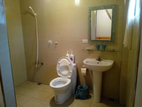een badkamer met een toilet en een wastafel bij Happy Places in Yuanlin