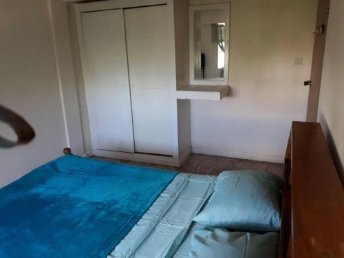a room with a bed and a cabinet and a mirror at Home Style Apartment J in Roseau
