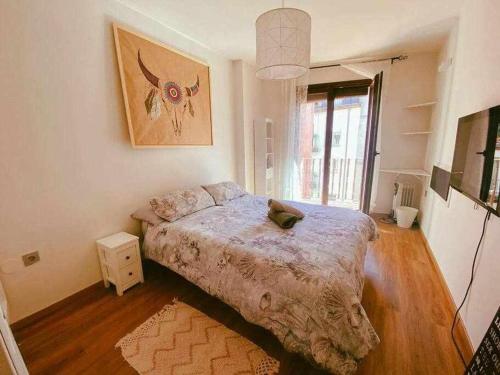 ein Schlafzimmer mit einem großen Bett in einem Zimmer in der Unterkunft precioso apartamento en el casco historico santander in Santander