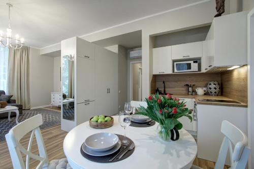 Kuchyň nebo kuchyňský kout v ubytování Alve Apart Hotel