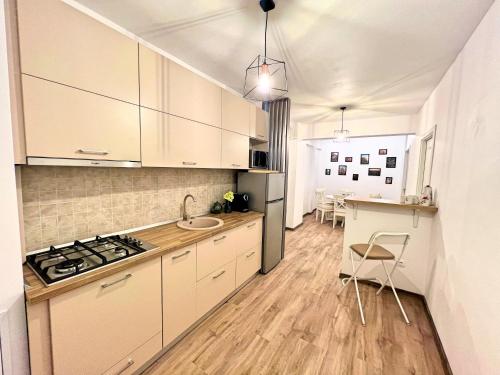 Virtuve vai virtuves zona naktsmītnē Peak Apartments
