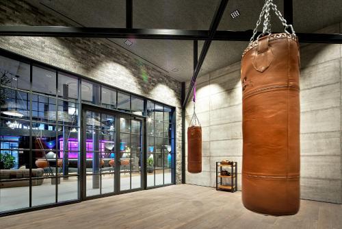 a large punching bag hanging from the side of a building at Wellness- & Sporthotel Jagdhof in Röhrnbach