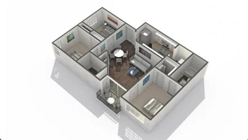a rendering of a floor plan of a house at Ascent North Scottsdale Pool Gym Apartments Near Mayo and Scottsdale Quarter in Scottsdale