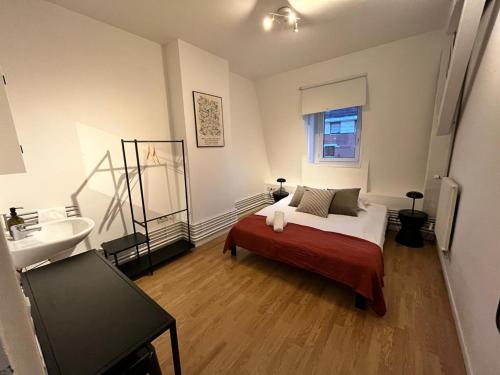 une chambre avec un lit et un lavabo dans l'établissement NOCNOC - Le grand National, à Lille