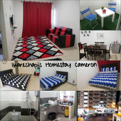 uma colagem de fotos de uma sala de estar em FE Homestay Cameron Jaya@Tanah Rata em Tanah Rata