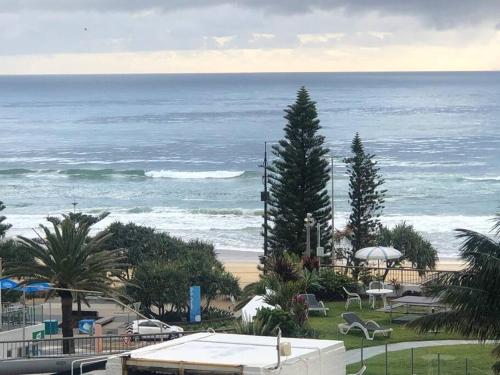 a view of the beach and the ocean at Fabulous Sea Views in the heart of Surfers in Gold Coast