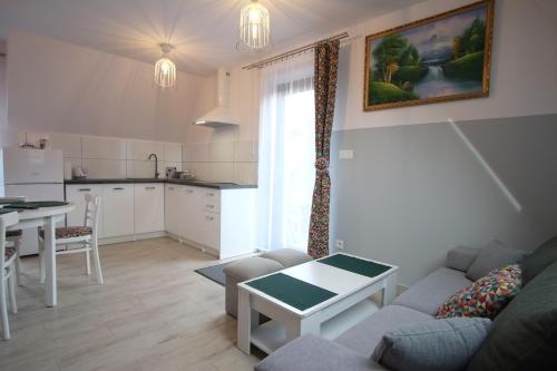 Η κουζίνα ή μικρή κουζίνα στο Apartamenty Magiczny Kącik
