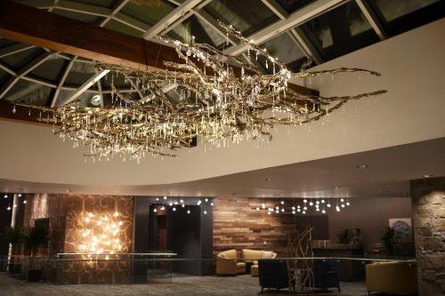 a chandelier in the lobby of a hotel at Archer Hotel Napa in Napa