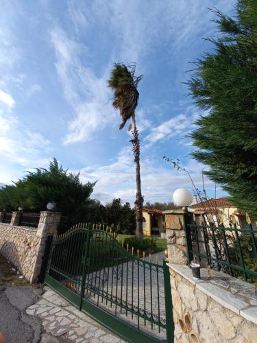 a palm tree standing on top of a fence at Phaedra Electra Estate in Tsoukalaíika