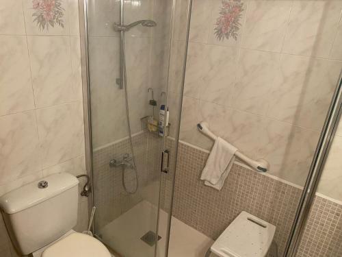 a bathroom with a shower and a toilet at Homely Apartments Loft in Torrevieja