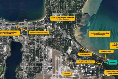 a map of the proposed improvements to the shoreline at 3 Cottage Exclusive Retreat-Hot Tubs-Walk to Beach in Traverse City