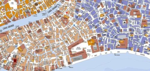 a map of a city with different colored buildings at Studio di Lilli in Venice