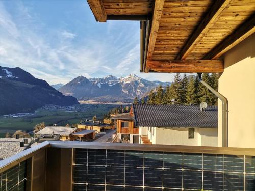 a view of mountains from the balcony of a house at Ferienwohnungen Margreiter Birgit in Hart im Zillertal