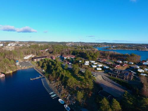 an aerial view of a small town next to the water at Kristiansand Feriesenter in Kristiansand