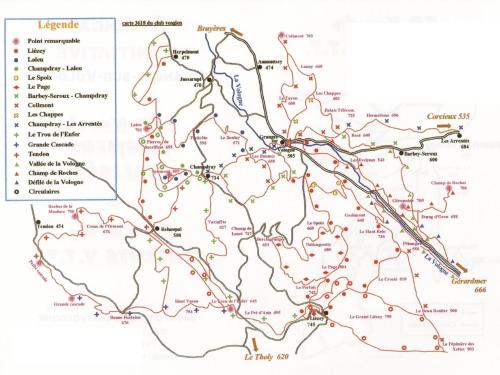 a map of the ussr with cities and roads at Gîte nature, 15 km de Gérardmer, randonnée, ski, jardin, terrasse, BBQ, équipements bébé inclus - FR-1-589-64 in Champdray