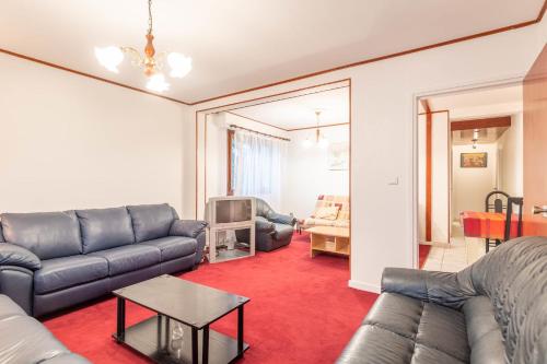 ein Wohnzimmer mit einem Sofa und einem TV in der Unterkunft Marmottes Furnished flat in Annecy