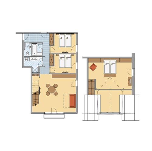 two views of a house plan at Apparthotel Sonne in Obertauern