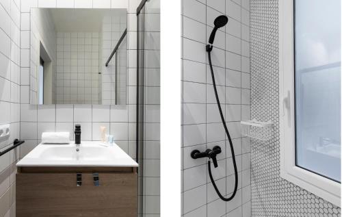 a bathroom with a shower and a sink at AB Centric Universitat in Barcelona