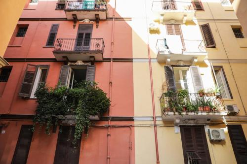 un edificio con balcones y plantas. en The colors house, en Bari