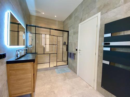 a bathroom with a sink and a shower at Appartement Urban 5 in Nice