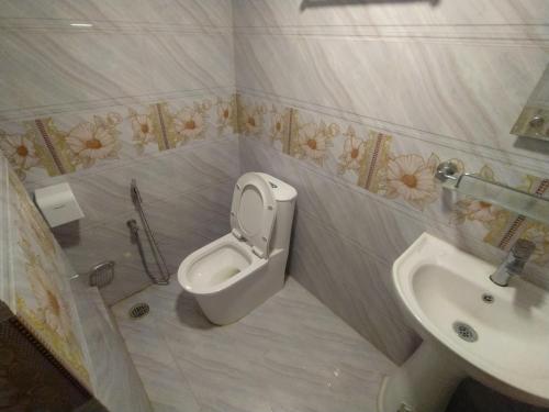 a bathroom with a toilet and a sink at Rose Garden Guest House in Khulna