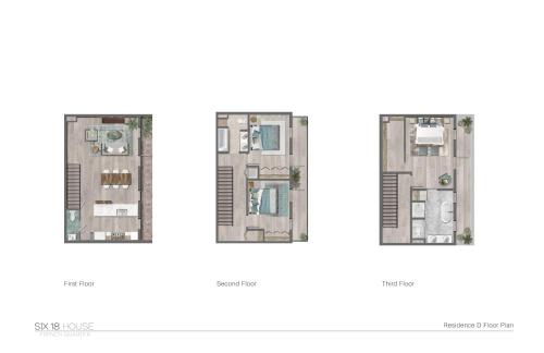 Pelan lantai bagi 3-Story Luxury Residence - French Quarter - Unit 204