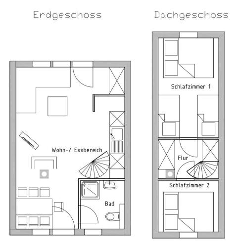 a floor plan of a small apartment with at Ferienhaus-Zum-Eichkater-am-Duemmer-See in Marienthal