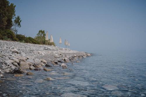 a rocky shoreline with a body of water at Masseria Agriturismo Torre Di Albidona in Trebisacce