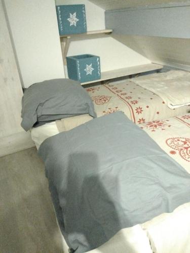 une chambre avec deux lits dans une pièce dans l'établissement Chezmaryline, à Vielle-Aure