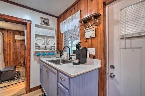 a kitchen with a sink and a counter at Cozy Knoxville Getaway about 8 Mi to Downtown! in Knoxville