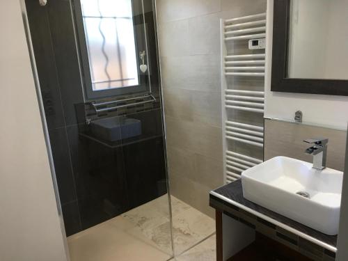 a bathroom with a sink and a shower at Gîte le Figuier in Flayosc