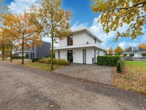 ハルデルウェイクにあるModern Villa with bubble bath Sauna in Harderwijk Flevolandの私道白家