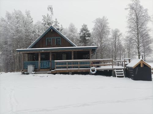 Sampo Chalet with Hot Tub during the winter