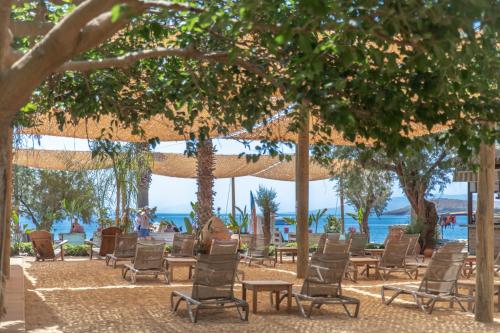 オータキャンツにあるKefi Beach & Suitesの浜辺の椅子・傘