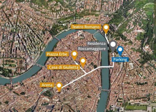 a map of the city of cuenca with yellow dots at Residenza Roccamaggiore in Verona