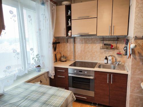 Η κουζίνα ή μικρή κουζίνα στο Sunny apartments