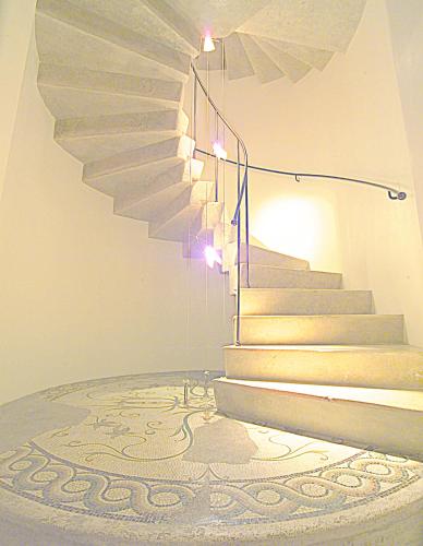 a set of stairs with lights on them at Locanda dello Spuntino in Grottaferrata