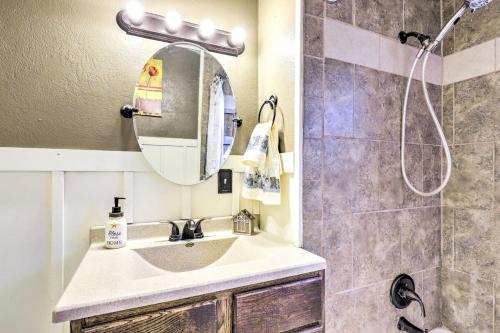 a bathroom with a sink and a shower at Cozy Helper Home with Fenced Yard, Pets Welcome in Helper