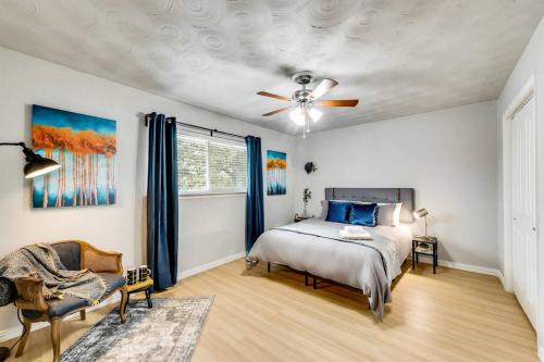a bedroom with a bed and a ceiling fan at The Classic • Near Knox Henderson in Dallas