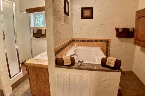 y baño con bañera y lavamanos. en Stone Wall Mountain, en Eureka Springs