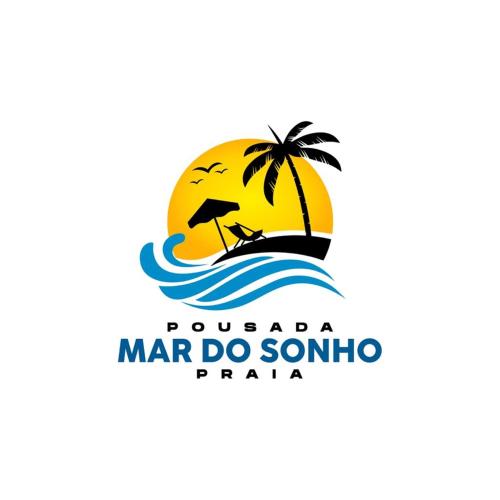 a logo of a beach with a palm tree and the ocean at Pousada Mar do Sonho Praia in Ipojuca