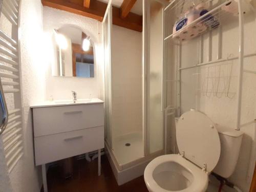 a bathroom with a toilet and a shower and a sink at Appartement T2 pour 6 avec balcon et équipements complets, proche navette à Piau-Engaly - FR-1-457-314 in Aragnouet