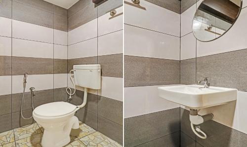 a bathroom with a toilet and a sink at Itsy Hotels Sapphire Residency in Manjeri
