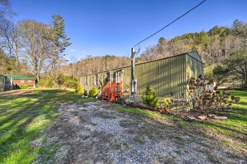 a train is parked on the side of a yard at Bring a Pet Smoky Mtn Vacation Rental with Yard! in Whittier