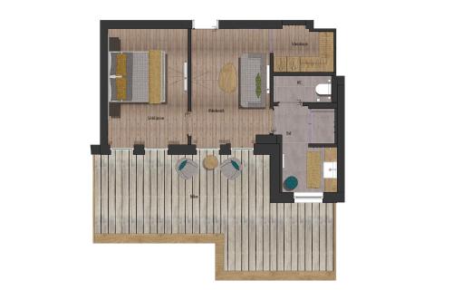 a plan of the floor of a house at Vital Sporthotel Kristall in Finkenberg