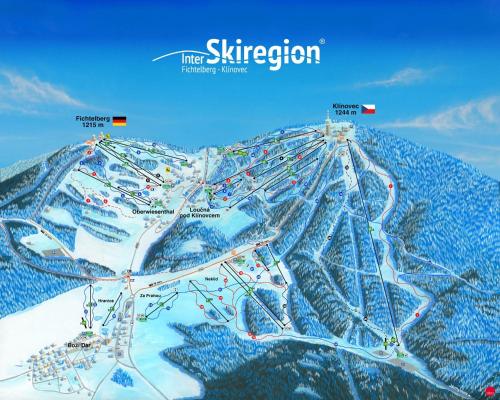 a map of a ski resort in the snow at Apartmán Víšek in Jáchymov