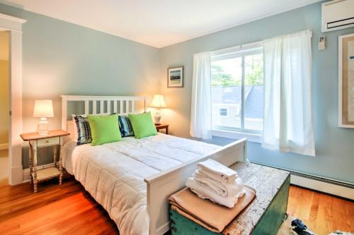 a bedroom with a large bed and a window at Large Kennebunk Home, Walk to Beach Less Than 2 Mi to Town in Kennebunk