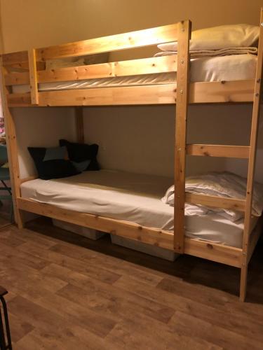 a couple of bunk beds in a room at Het Boshuisje in Nunspeet